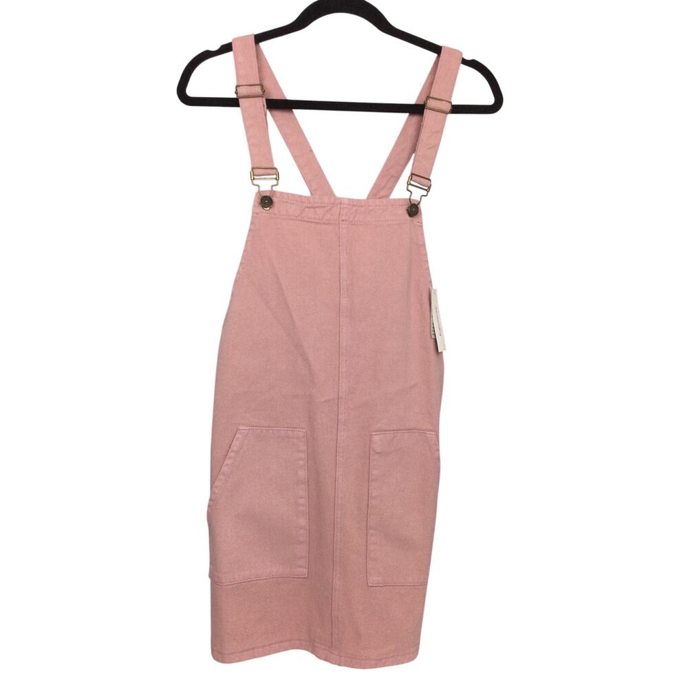 Sadie & Sage Blush Cotton Denim Adjustable Strap Overall Jumper Mini Dress Small